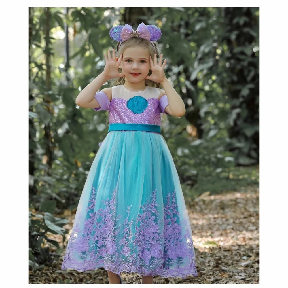 Mermaid Sequin Tulle Princess Dress & Shoes
